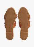 Brown Leather Embossed Espadrille Mules  Women