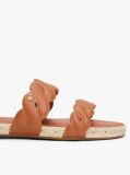 Brown Leather Embossed Espadrille Mules  Women