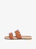 Brown Leather Embossed Espadrille Mules  Women