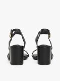 Black Leather Block Heel Sandals  Women