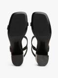 Black Leather Block Heel Sandals  Women