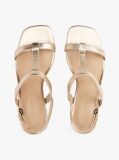 Gold Metallic Leather Block Heel Sandals  Women