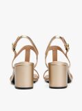 Gold Metallic Leather Block Heel Sandals  Women