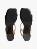 Gold Metallic Leather Block Heel Sandals  Women