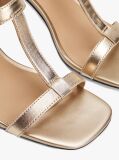 Gold Metallic Leather Block Heel Sandals  Women