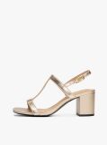 Gold Metallic Leather Block Heel Sandals  Women