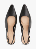 Black Leather Pointed Toe Slingback Heels  Women