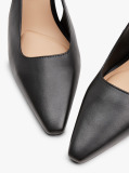 Black Leather Pointed Toe Slingback Heels  Women