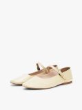 Beige Leather Mary Jane Ballerinas  Women