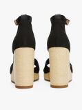 Black Canvas Espadrille High Wedge Sandals  Women