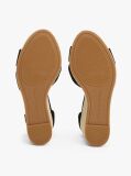 Black Canvas Espadrille High Wedge Sandals  Women