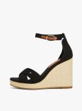 Black Canvas Espadrille High Wedge Sandals  Women