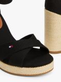 Black Canvas Espadrille High Wedge Sandals  Women