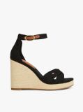 Black Canvas Espadrille High Wedge Sandals  Women