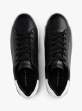 Black Leather Contrast Heel Platform Trainers  Women
