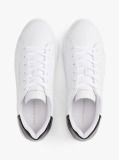 White Leather Contrast Heel Platform Trainers  Women