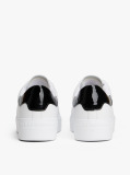 White Leather Contrast Heel Platform Trainers  Women