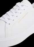 White Leather Contrast Heel Platform Trainers  Women