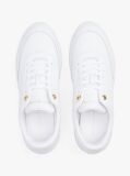 White Leather Gold-Tone Trim Court Trainers  Women