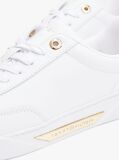 White Leather Gold-Tone Trim Court Trainers  Women