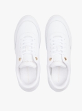 White Leather Gold-Tone Trim Court Trainers  Women