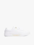 White Leather Gold-Tone Trim Court Trainers  Women