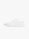 White Leather Gold-Tone Trim Court Trainers  Women