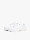 White Leather Gold-Tone Trim Court Trainers  Women