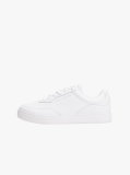 White Leather Embossed Cupsole Trainers  Women