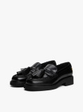 Black Lightweight Leather Tassel Loafers  Women