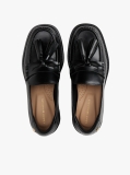 Black Lightweight Leather Tassel Loafers  Women