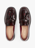 Red Lightweight Leather Tassel Loafers  Women