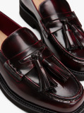 Red Lightweight Leather Tassel Loafers  Women