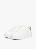 Άσπρο Δερμάτινα Sneakers Σε Στιλ Πλατφόρμας Με Μεταλιζέ Λεπτομέρεια  Γυναίκες