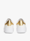 Άσπρο Δερμάτινα Sneakers Σε Στιλ Πλατφόρμας Με Μεταλιζέ Λεπτομέρεια  Γυναίκες