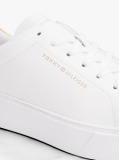 Άσπρο Δερμάτινα Sneakers Σε Στιλ Πλατφόρμας Με Μεταλιζέ Λεπτομέρεια  Γυναίκες