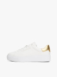 Άσπρο Δερμάτινα Sneakers Σε Στιλ Πλατφόρμας Με Μεταλιζέ Λεπτομέρεια  Γυναίκες