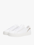 White Leather Metallic Embossed Trainers  Women