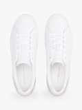 White Leather Metallic Embossed Trainers  Women