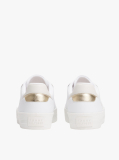 White Leather Metallic Embossed Trainers  Women