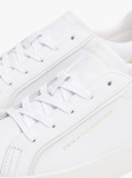 White Leather Metallic Embossed Trainers  Women