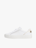 White Leather Metallic Embossed Trainers  Women