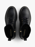 Black Pebble Grain Leather Chunky Boots  Women