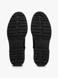 Black Pebble Grain Leather Chunky Boots  Women