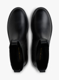 Black Leather Cleat Mid Chelsea Boots  Women