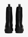 Black Leather Cleat Mid Chelsea Boots  Women