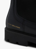 Black Leather Cleat Mid Chelsea Boots  Women