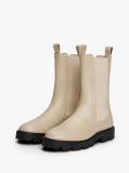 Beige Leather Cleat Mid Chelsea Boots  Women