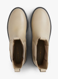 Beige Leather Cleat Mid Chelsea Boots  Women