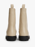 Beige Leather Cleat Mid Chelsea Boots  Women